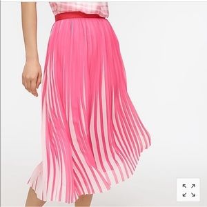 JCrew Pleated midi skirt in hot pink peekaboo stripe. Size 0